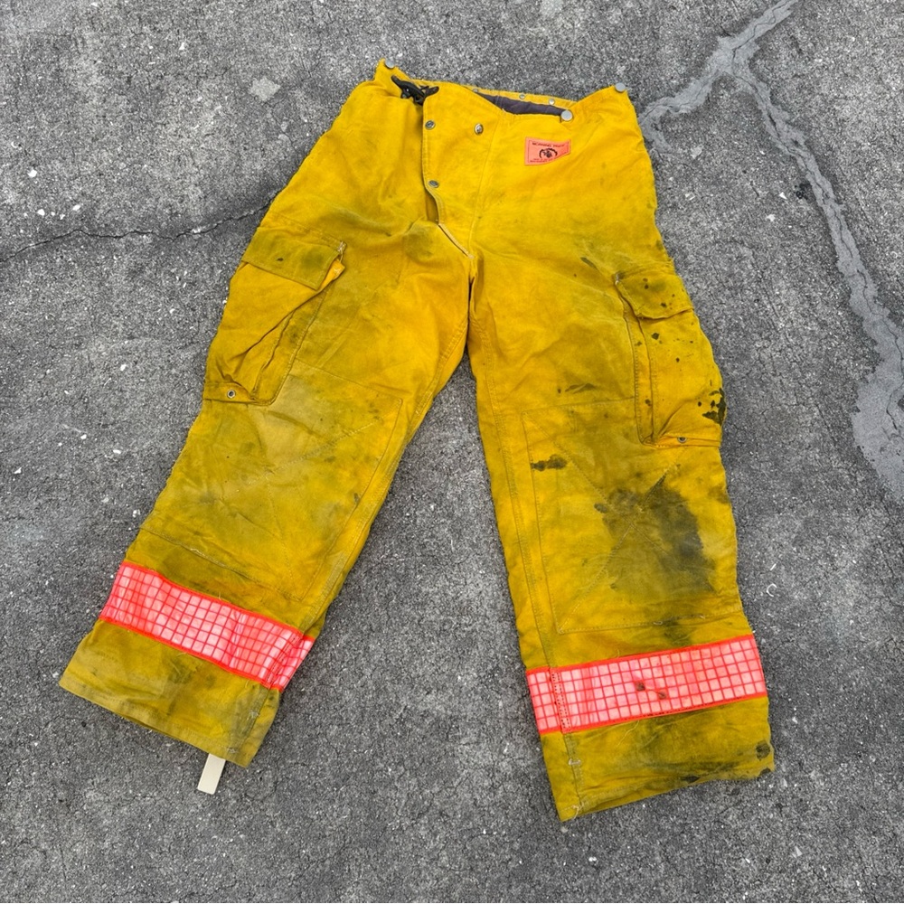 Yellow Morning Pride Fire Fighter Turnout Pants 34  X 30 Bunker Gear Rescue EMT